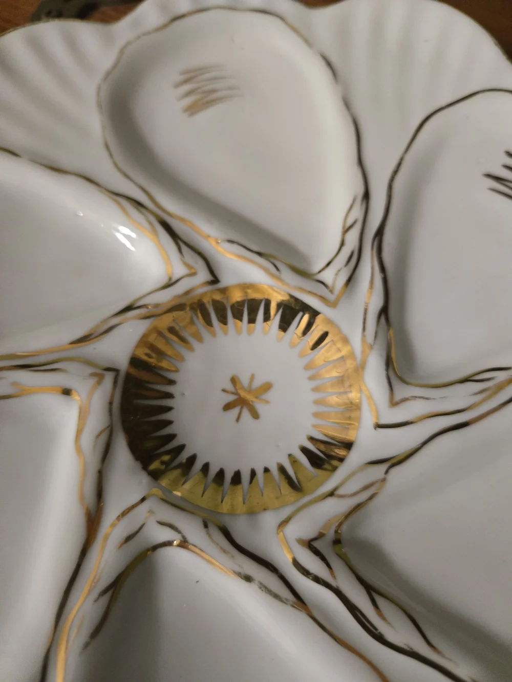 Victoria Karlsbad Austria White and Gold Porcelain Oyster Plate